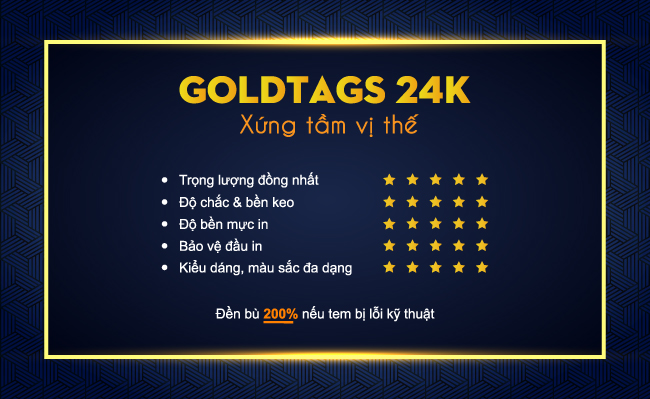 Tem nữ trang cao cấp Goldtags24K - Phần Mềm Vàng