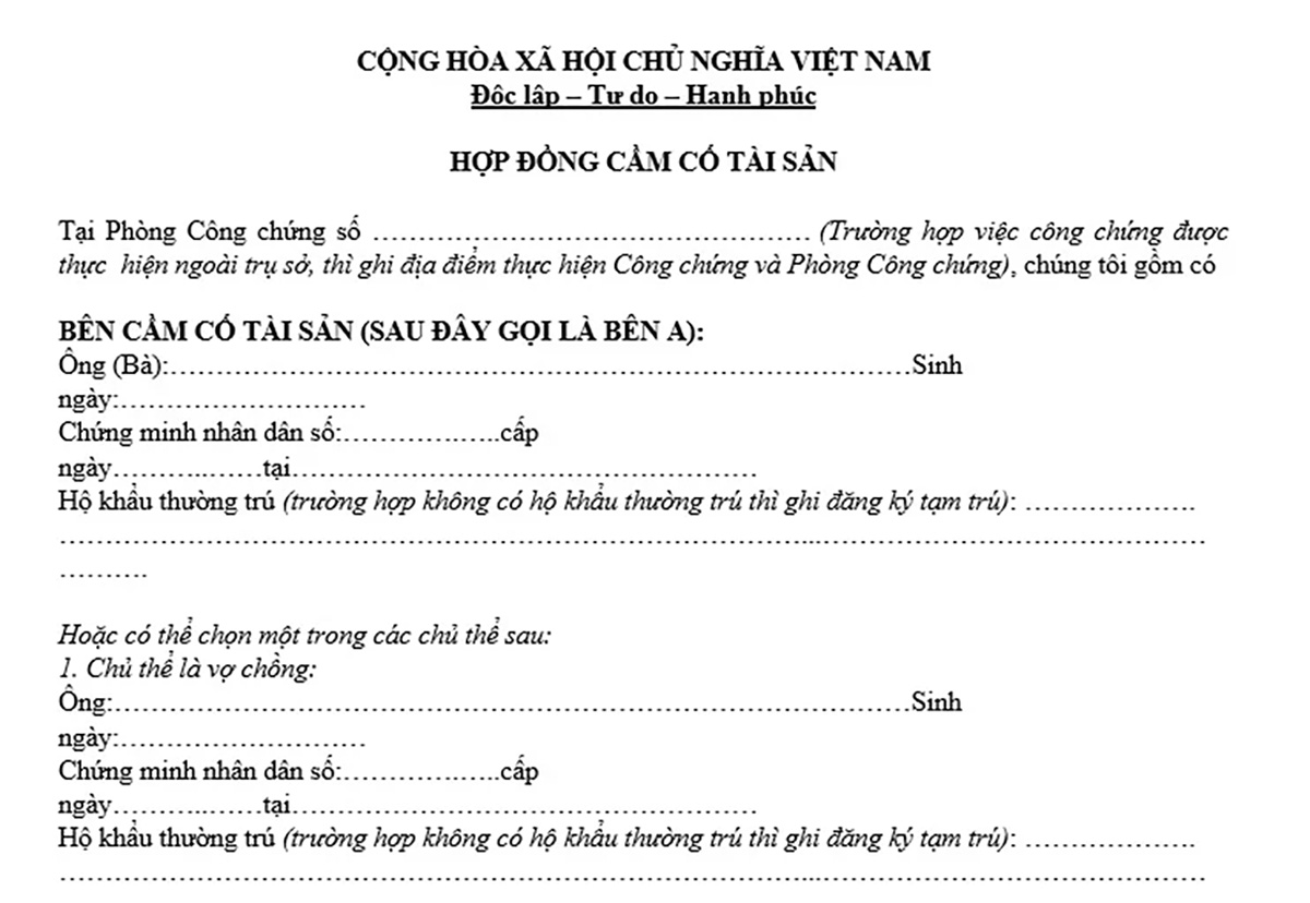 Hợp đồng cầm cố