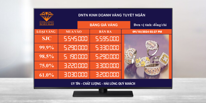 Bảng giá vàng trên Tivi - Pro Gold Price - Phần Mềm Vàng
