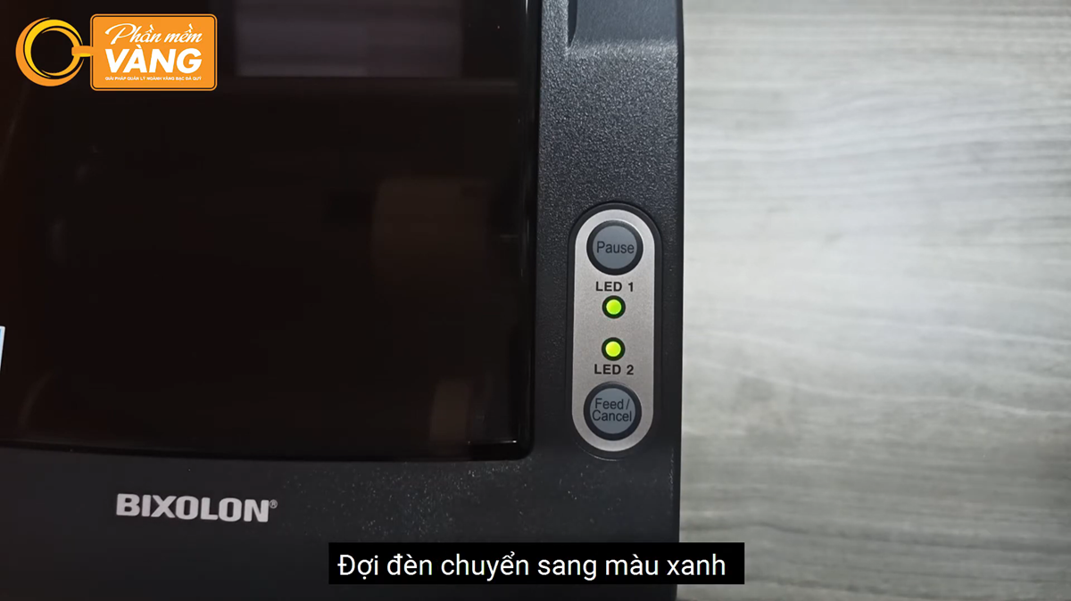 Thao tác để máy in tem Bixolon nhận dạng tem (feed máy) - Phần Mềm Vàng
