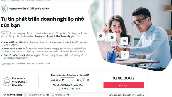 Kaspersky Small Office Security phù hợp cho máy chủ